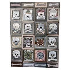 Large Original Painting on Canvas of Skull Motif Italian Door