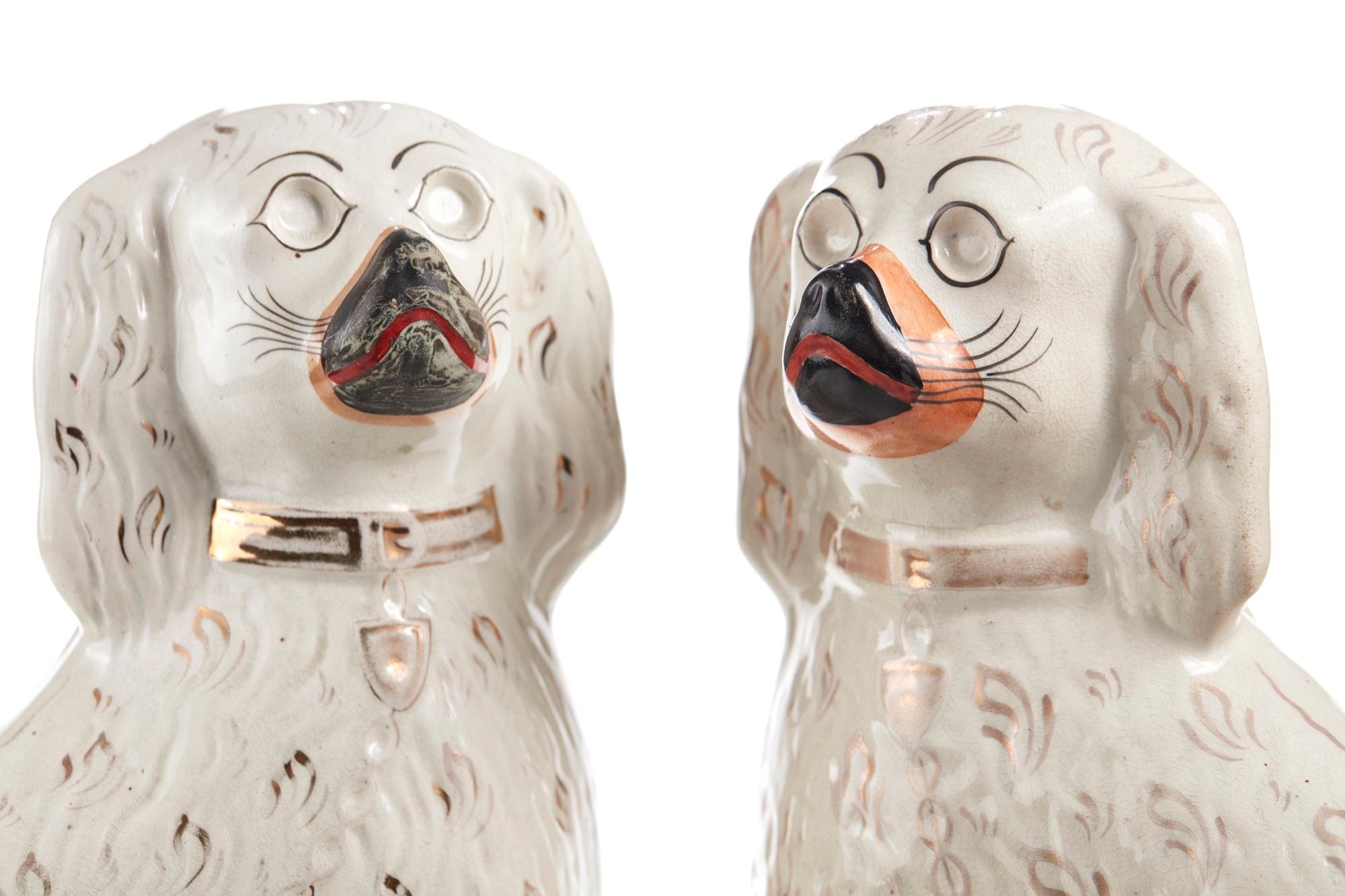 Large Original Pair of Antique Staffordshire Dogs In Excellent Condition In Stutton, GB