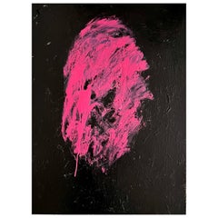 Großes abstraktes Original-Ölgemälde in Rosa und Schwarz von Norman Liebman, Original