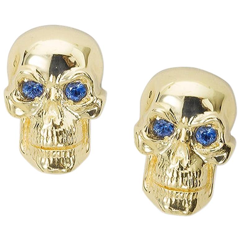 Large Original Rebel Stud Earrings with Blue Sapphires