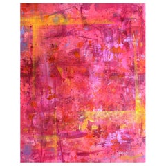 Large Original Signed Abstract Painting "Golden Hour in Pink" by Arlene Carr