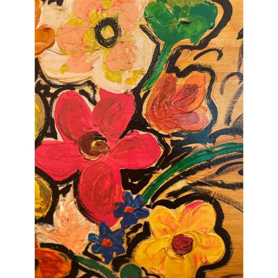 Gran cuadro al óleo original firmado de una boutique de flores en un jarrón Desconocido en venta