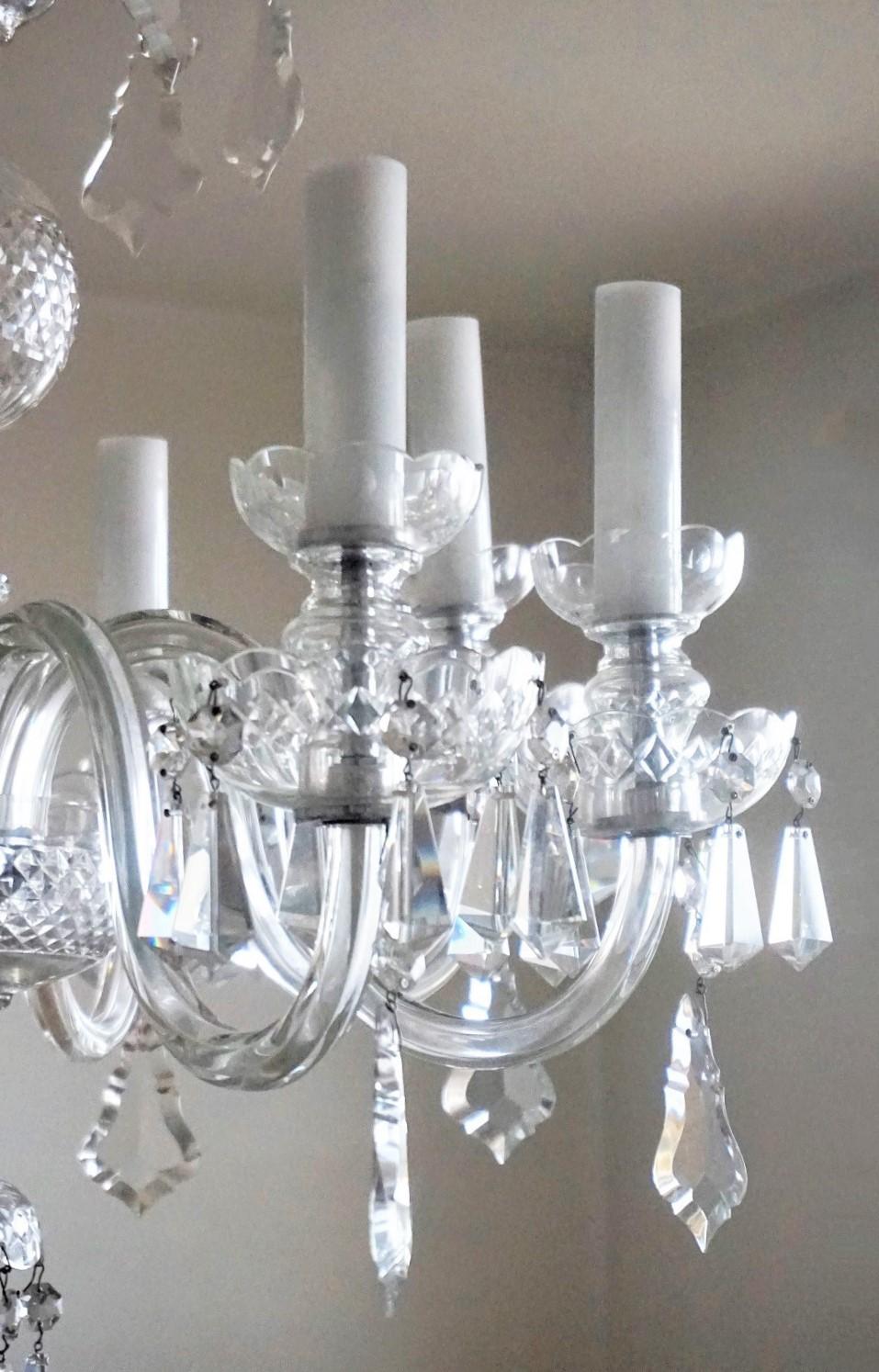 Large Original Venetian Handcrafted Murano Crystal Chandelier, Italy, 1910-1920 For Sale 2