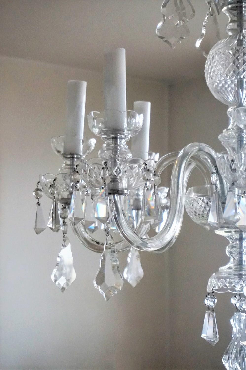 Large Murano Glass Crystal Chandelier, Italy, 1910-1920 For Sale 5