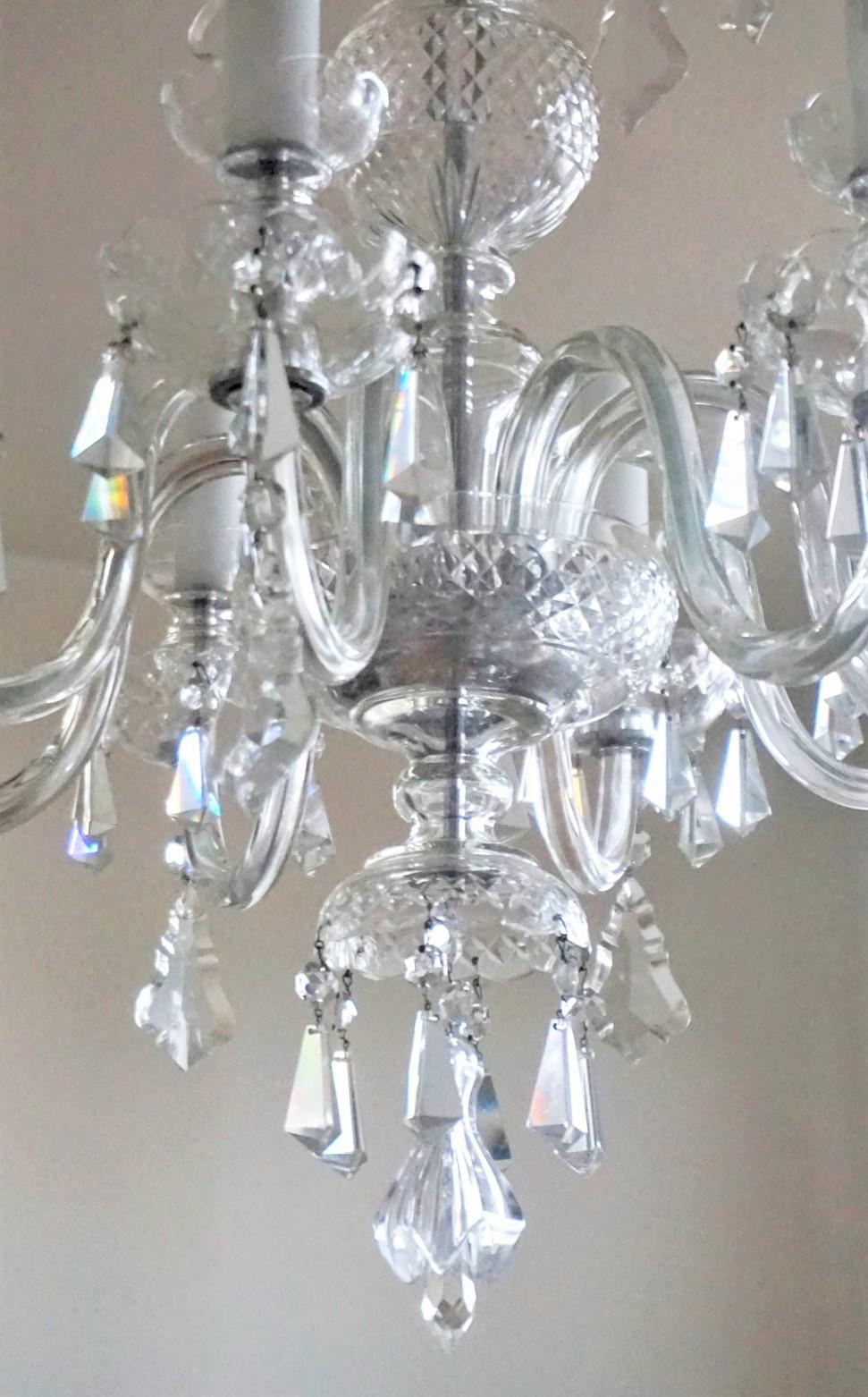 Large Original Venetian Handcrafted Murano Crystal Chandelier, Italy, 1910-1920 For Sale 5