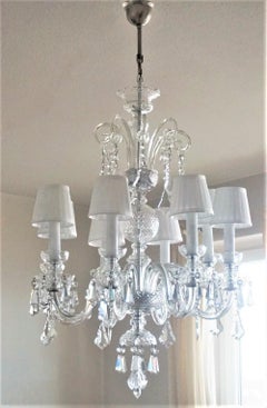 Large Original Venetian Handcrafted Murano Crystal Chandelier, Italy, 1910-1920