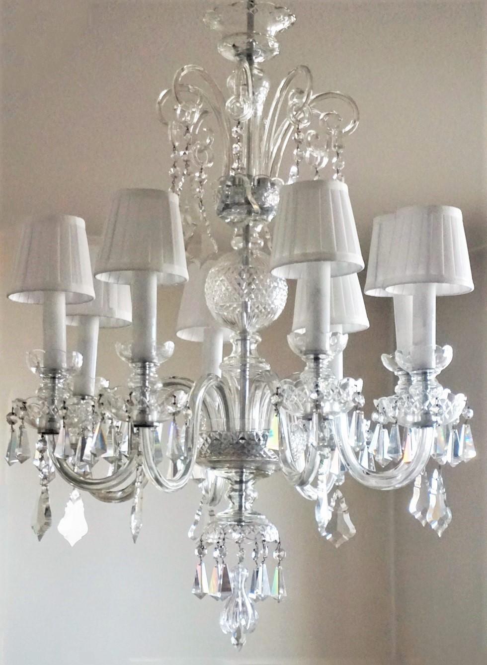 Silvered Large Murano Glass Crystal Chandelier, Italy, 1910-1920 For Sale