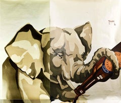 Large Original Vintage Beer Drink Poster Whitbread Stout Gives Strength Elephant