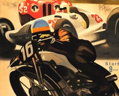 Large Original Vintage Car Motorcycle Racing Poster Int. Eifelrennen Nurburgring