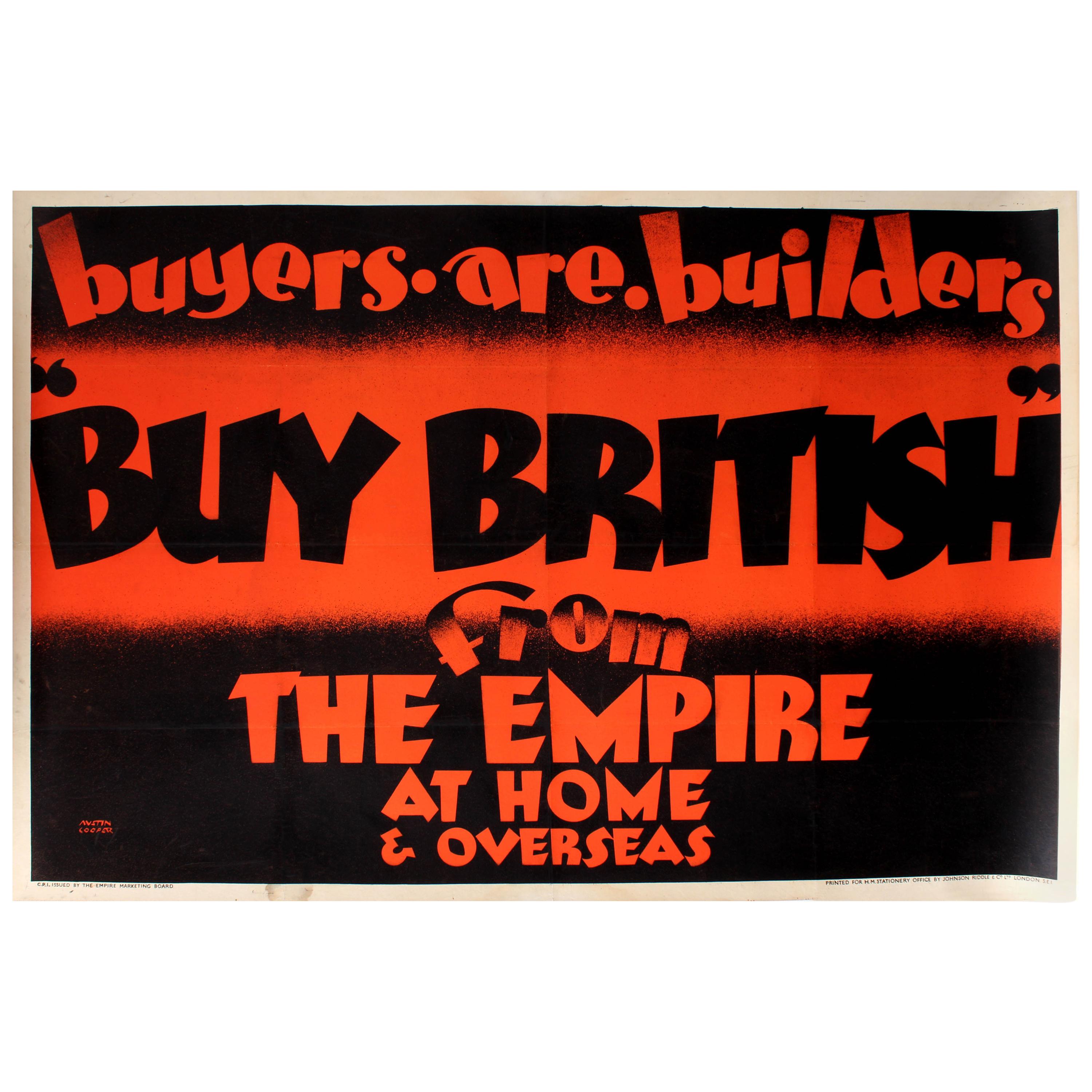Large Original Vintage Empire Marketing Board Poster Buy British from the Empire For Sale