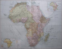 Large Original Antique Map of Africa, circa 1920