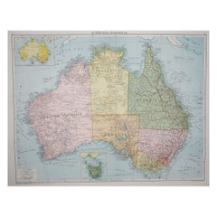 Large Original Vintage Map of Australia, circa 1920