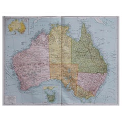 Grande carte originale d'Australie d'époque, vers 1920