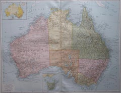 Large Original Antique Map of Australia, circa 1920
