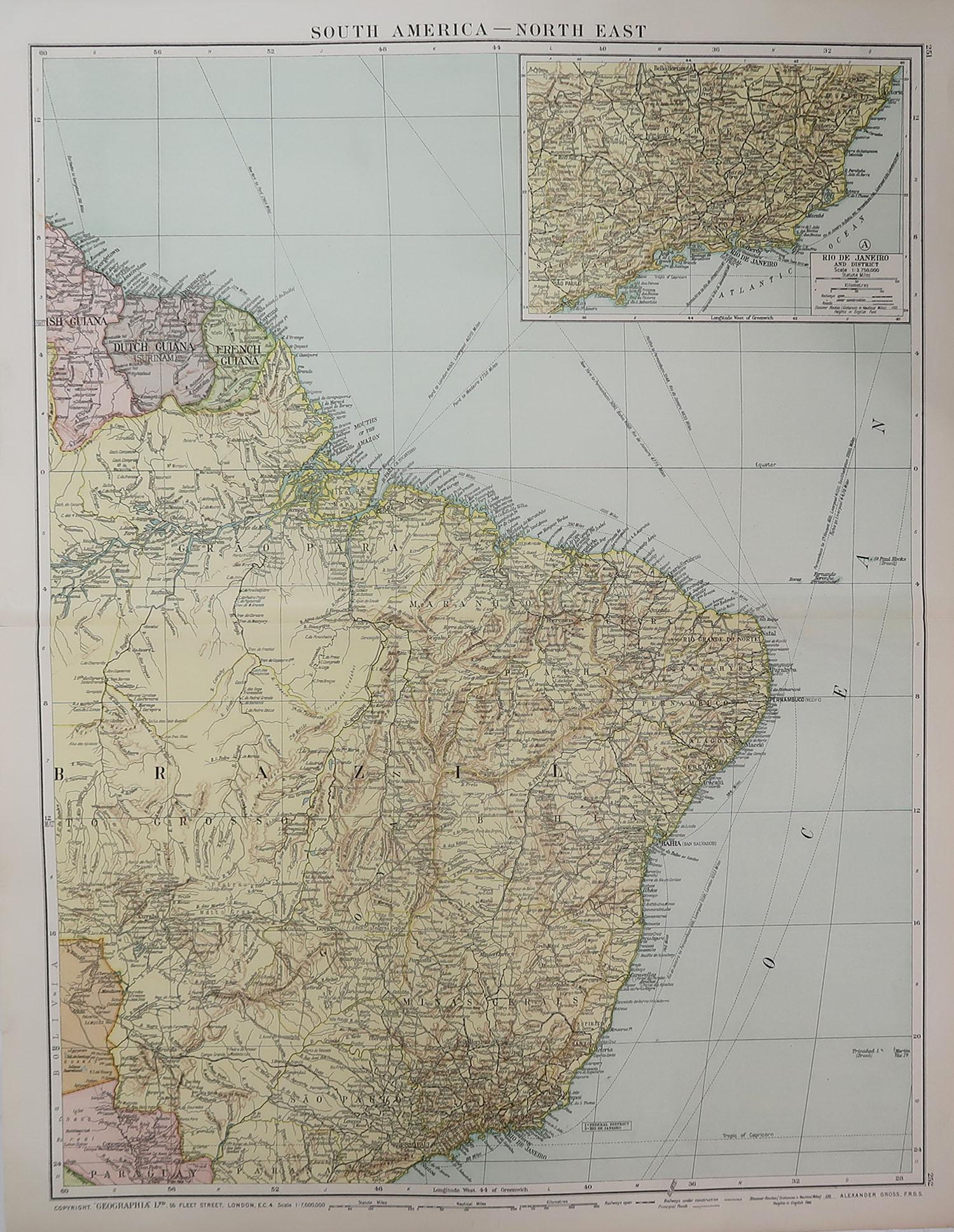 Great map of Brazil

Original color. Good condition

Published by Alexander Gross

Unframed.








 