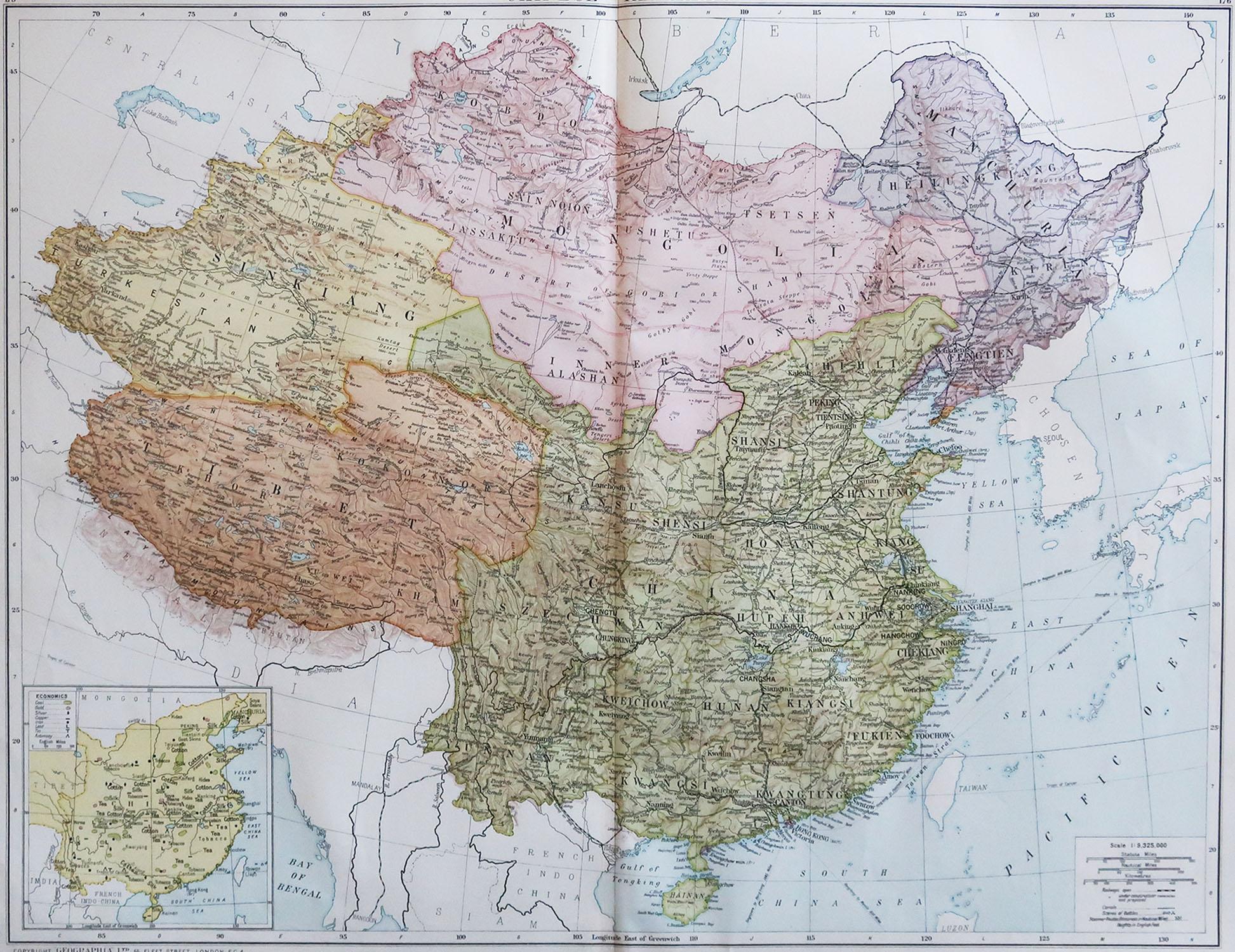 Great map of China.

Original color. Good condition.

Published by Alexander Gross

Unframed.








