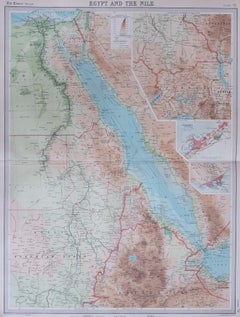 Large Original Vintage Map of Egypt, circa 1920