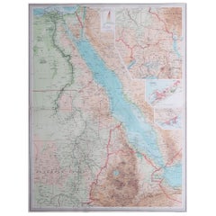 Large Original Vintage Map of Egypt, circa 1920
