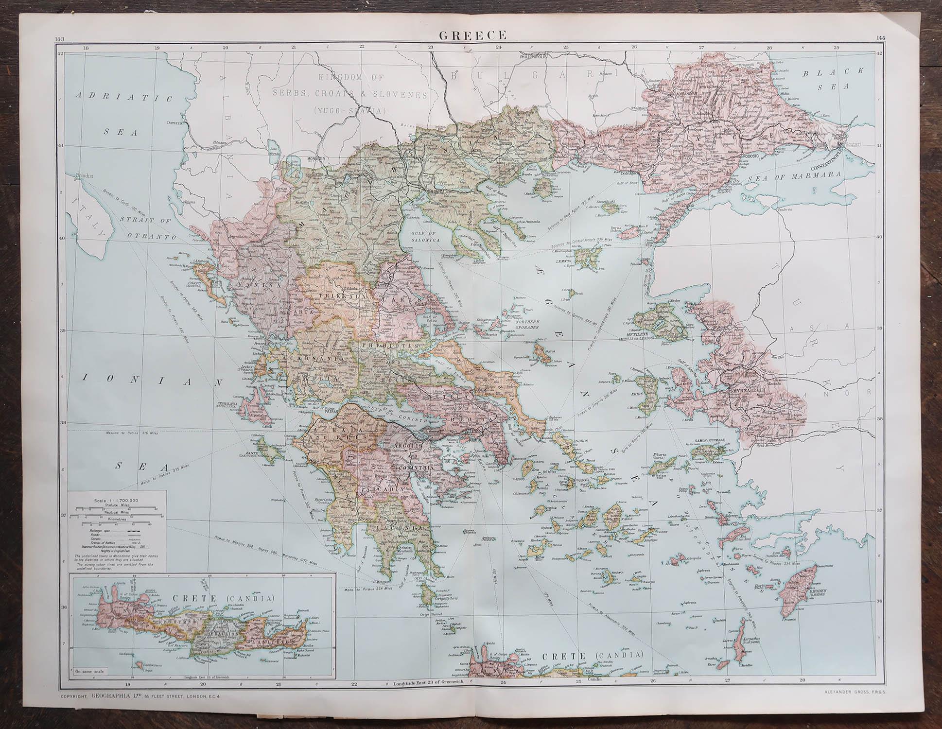 map of greece 1920