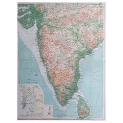 1920 india map Large Original Antique Map of India, circa 1920