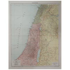Large Original Antique Map of Israel, circa 1920