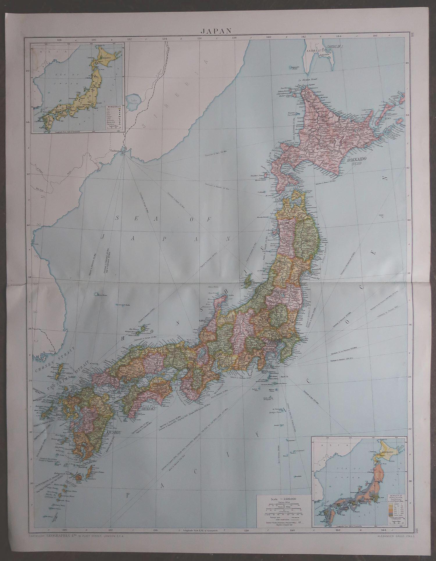 map of japan 1920