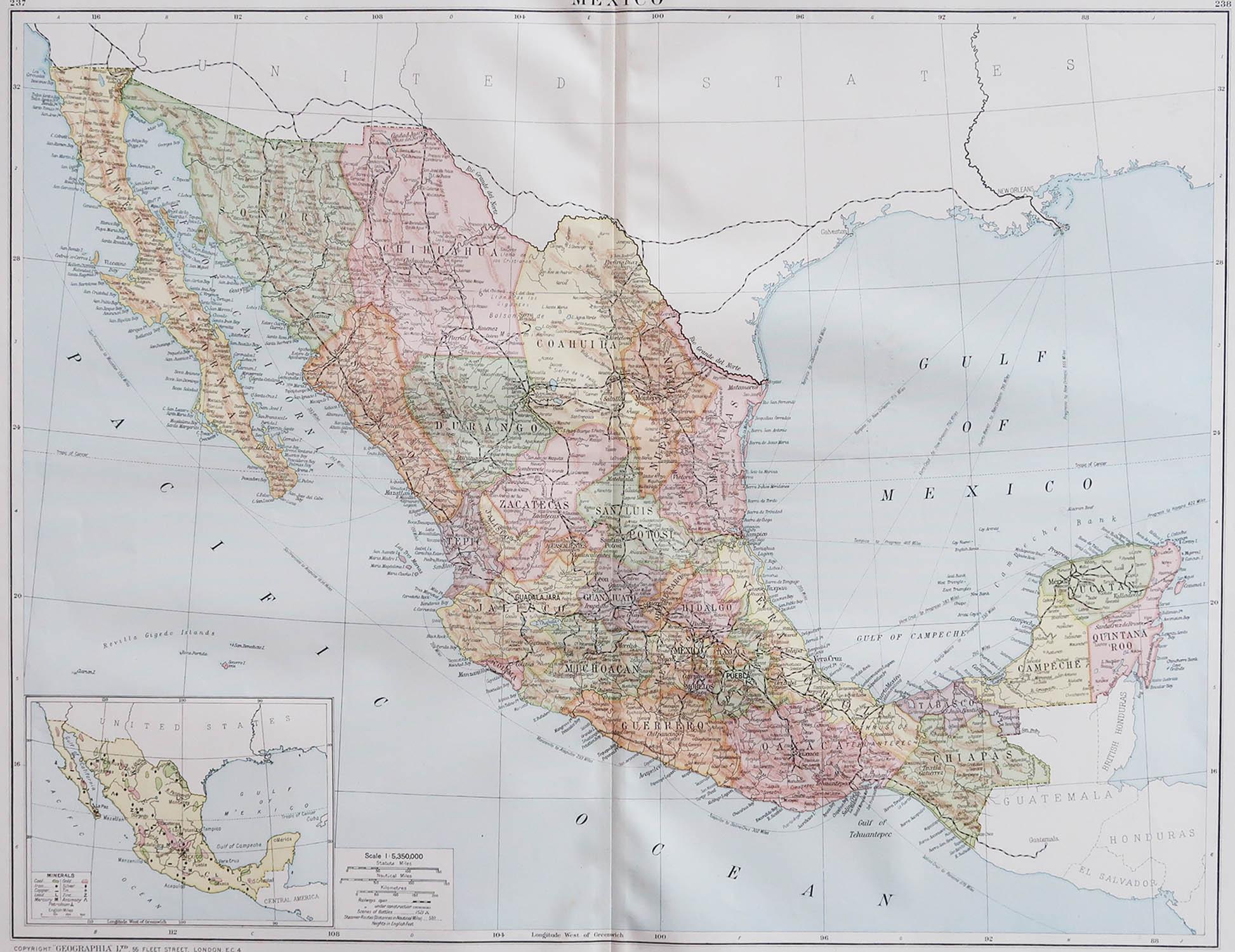 Great map of Mexico

Original color. 

Good condition 

Published by Alexander Gross

Unframed.








