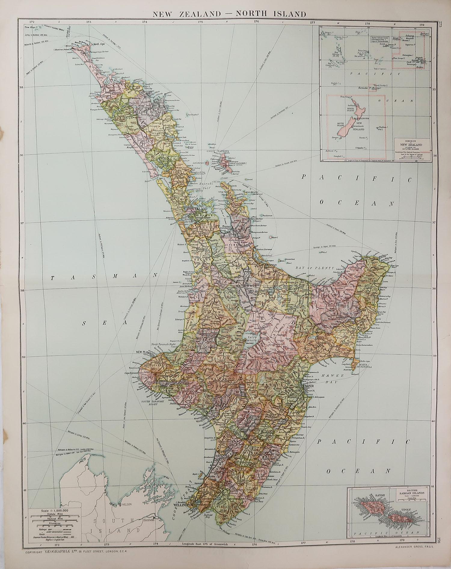 Great map of North Island, New Zealand

Original color. 

Good condition 

Published by Alexander Gross

Unframed.








