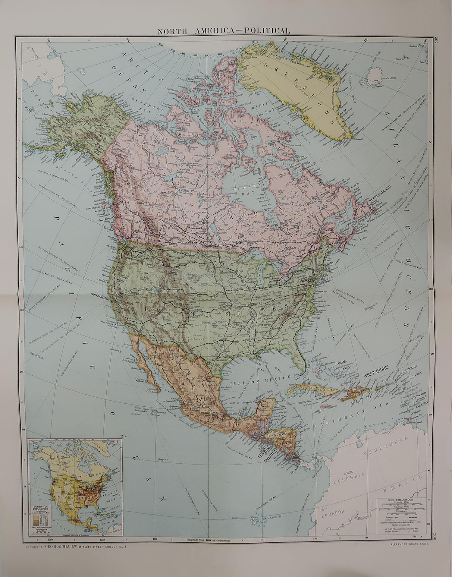 Great map of North America

Original color. Good condition

Published by Alexander Gross

Unframed.








  