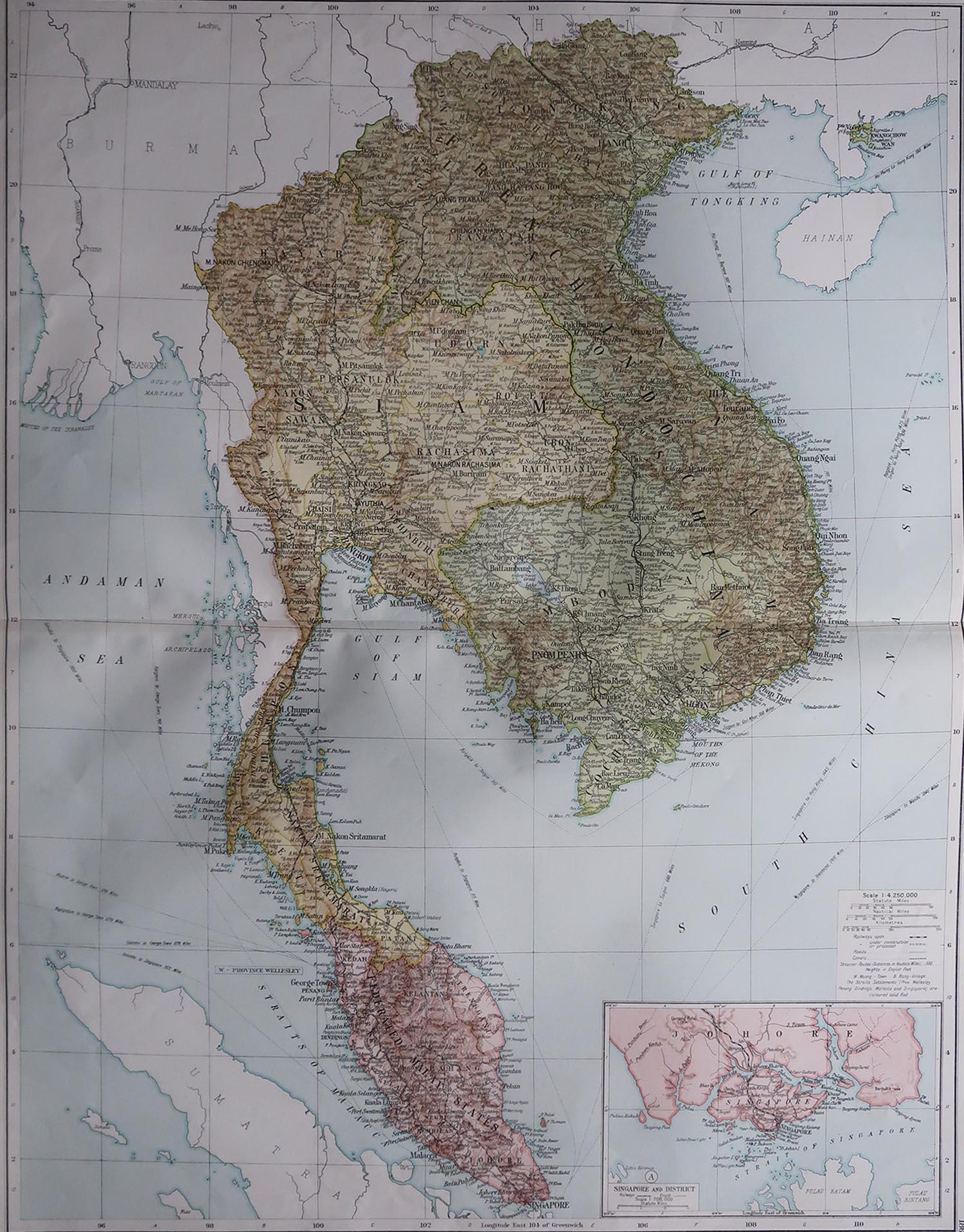 Great map of South East Asia 

Original color. Good condition

Published by Alexander Gross

Unframed.








