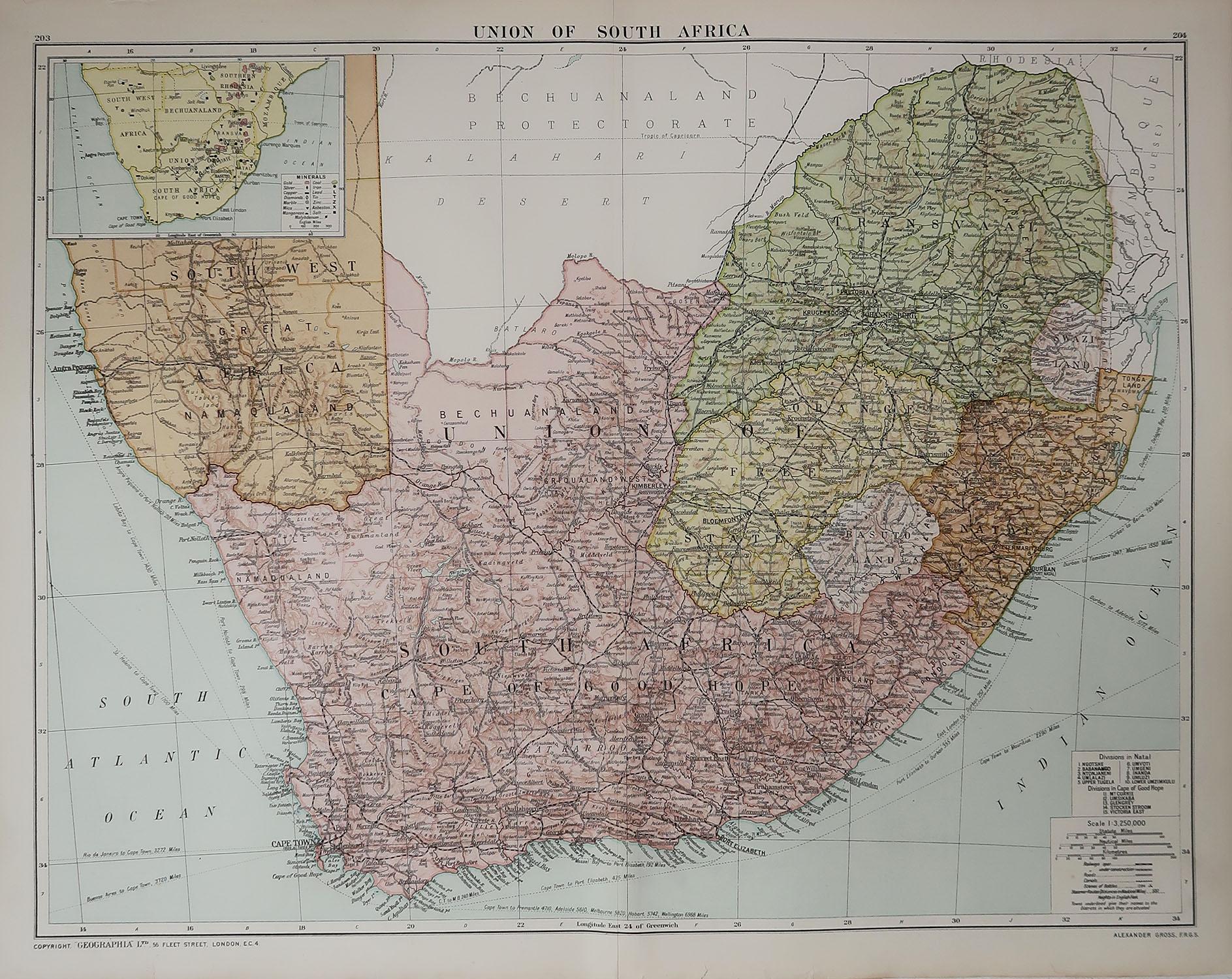 Great map of South Africa

Original color. 

Good condition 

Published by Alexander Gross

Unframed.








