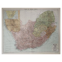 Grande carte originale d'Afrique du Sud:: circa 1920