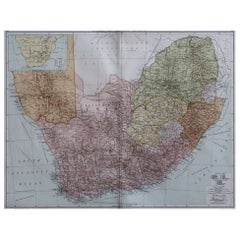 Grande carte originale d'Afrique du Sud, circa 1920