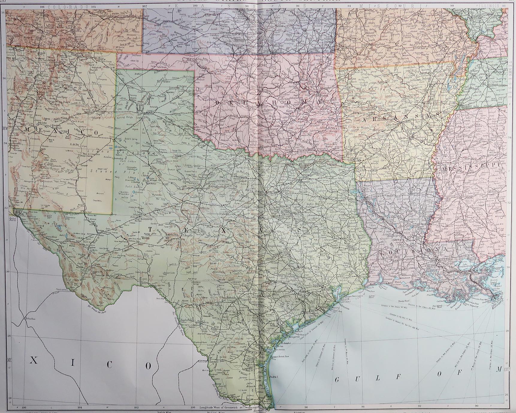 Great map of Texas and adjacent States

Original color.

Good condition 

Published by Alexander Gross

Unframed.








