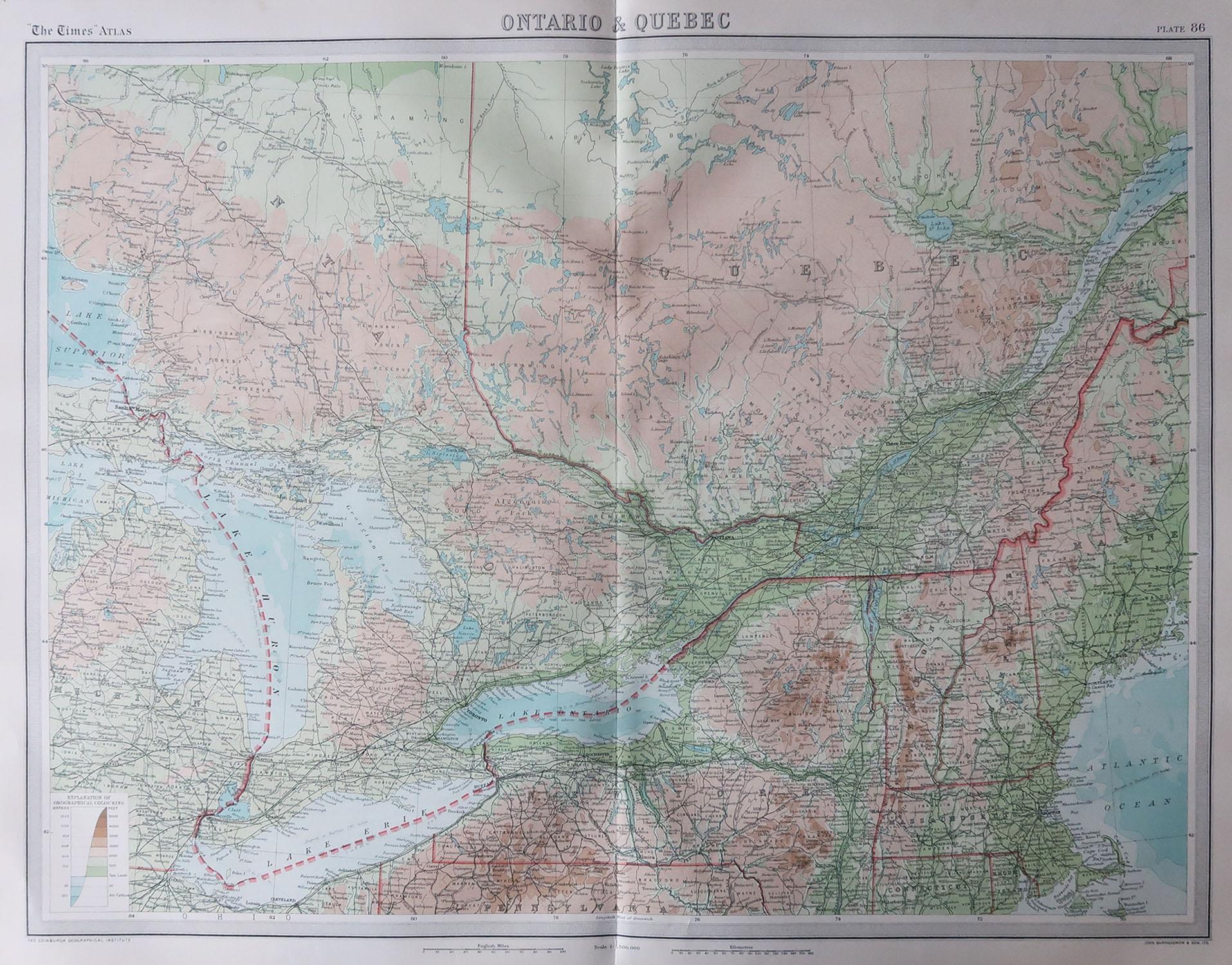 Großartige Karte der Großen Seen.

Ungerahmt.

Originalfarbe.

Von John Bartholomew und Co. Geographisches Institut Edinburgh

Veröffentlicht, ca. 1920

Kostenloser Versand.
 