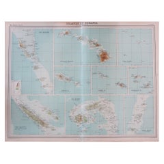 Large Original Antique Map of The Pacific Islands Including Hawaii