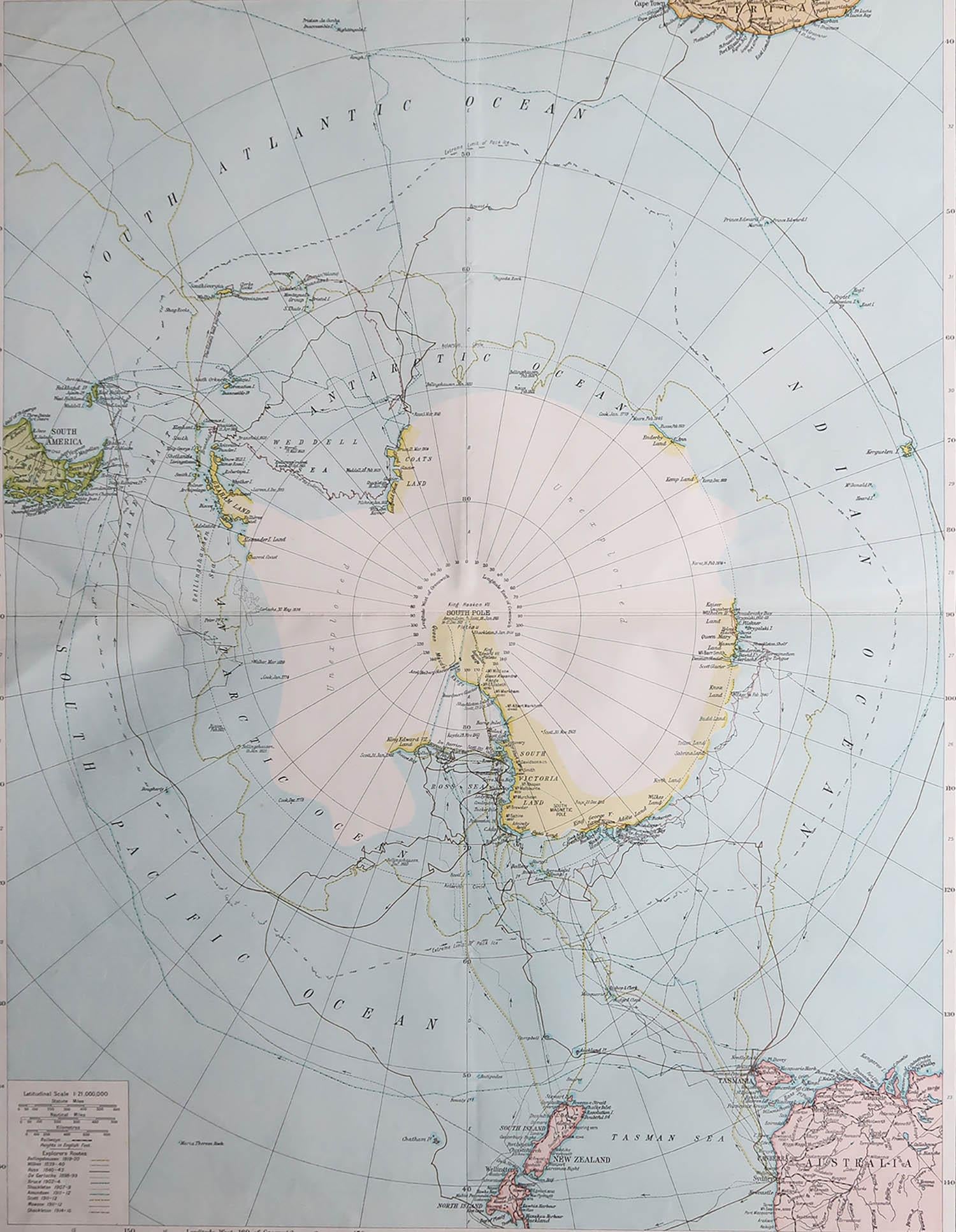 Great map of The South Pole

Original color.

Published by Alexander Gross

Unframed.

Repairs to minor edge tears








