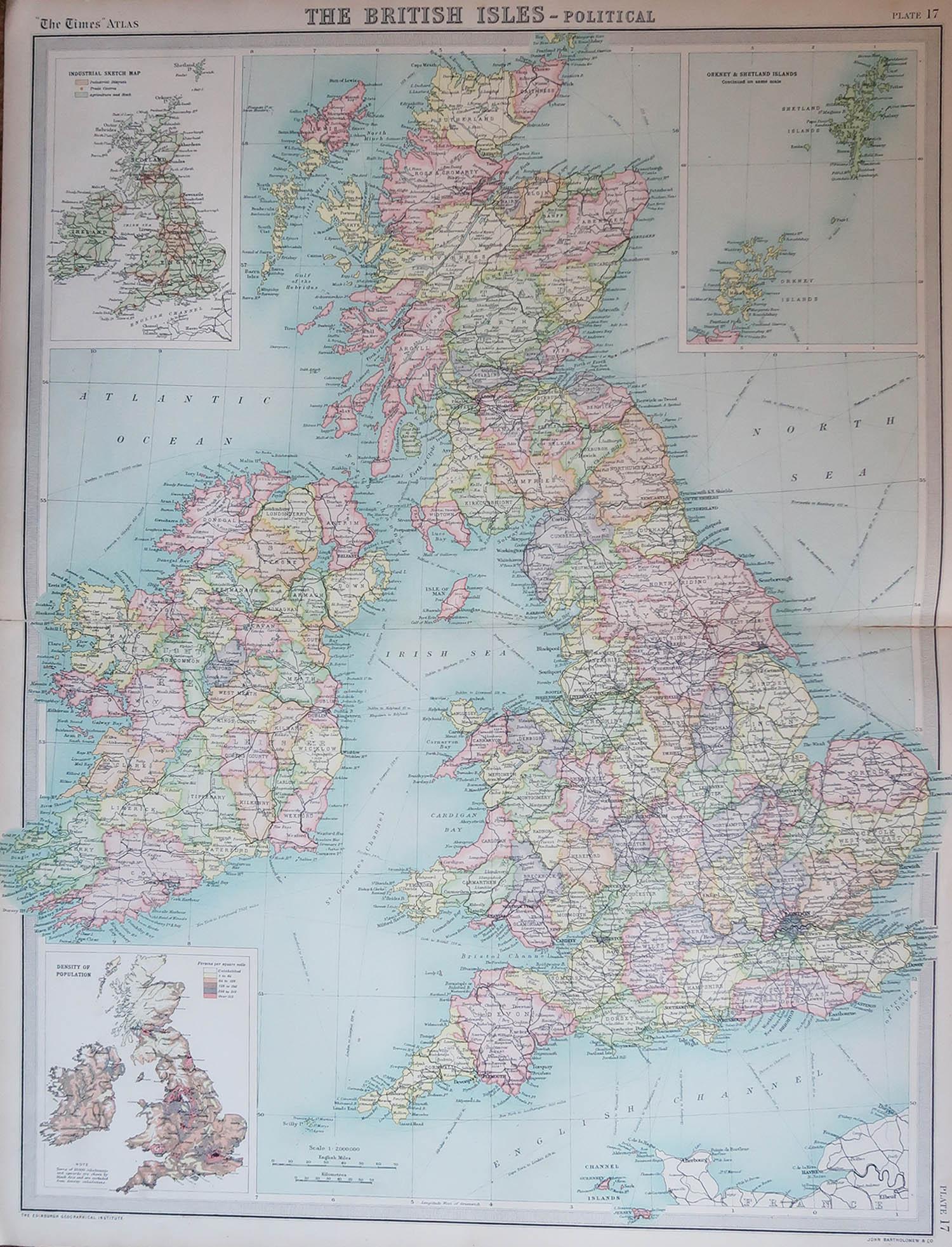 Great map of The United Kingdom

Unframed

Original color

By John Bartholomew and Co. Edinburgh Geographical Institute

Published, circa 1920

Free shipping.
   