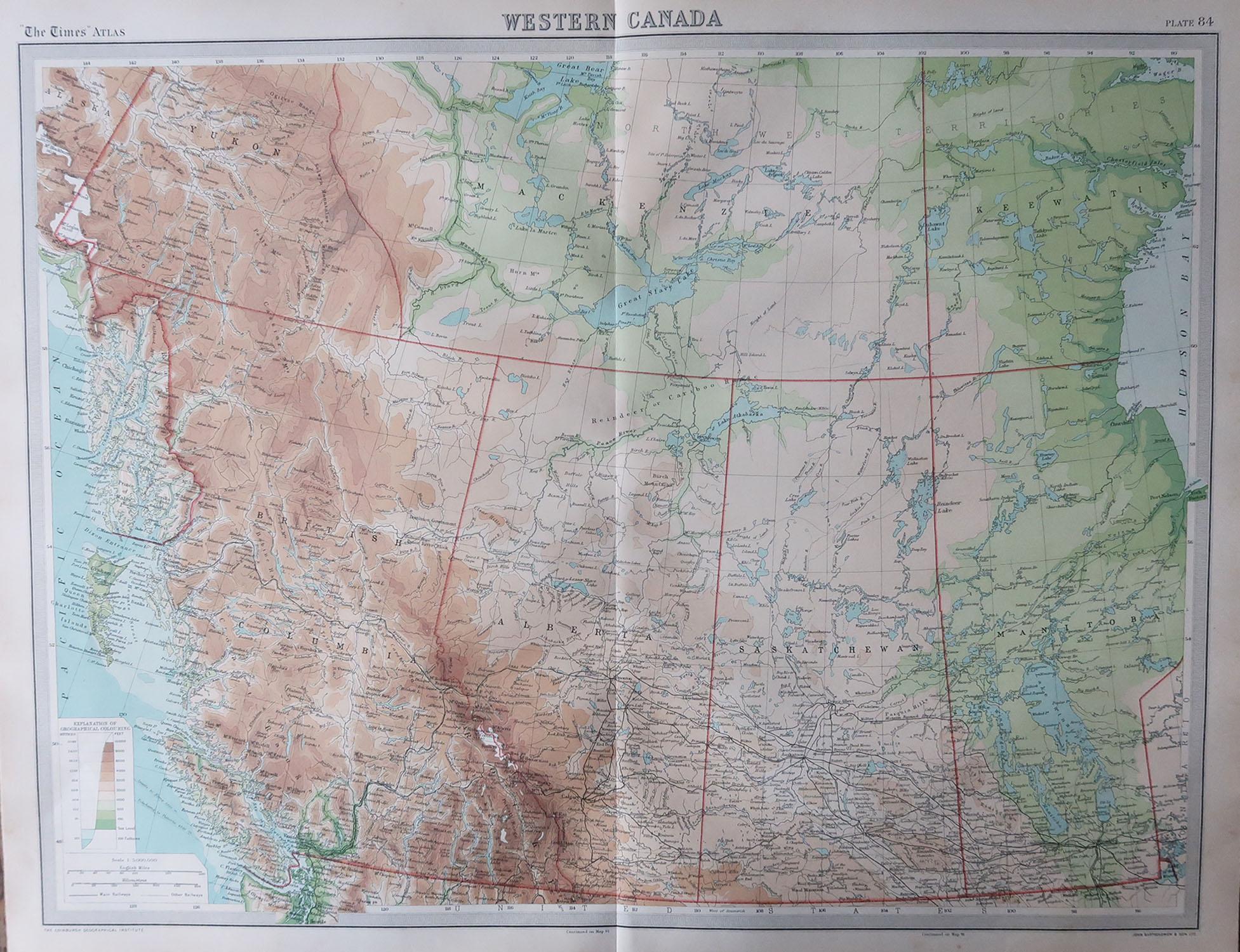 Ottima mappa del Canada occidentale

Non incorniciato

Colore originale

Da John Bartholomew and Co. Istituto Geografico di Edimburgo

Pubblicato, circa 1920

Spedizione gratuita.
 