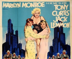 Large Original Vintage Movie Poster For Some Like It Hot Marilyn Monroe Film Art