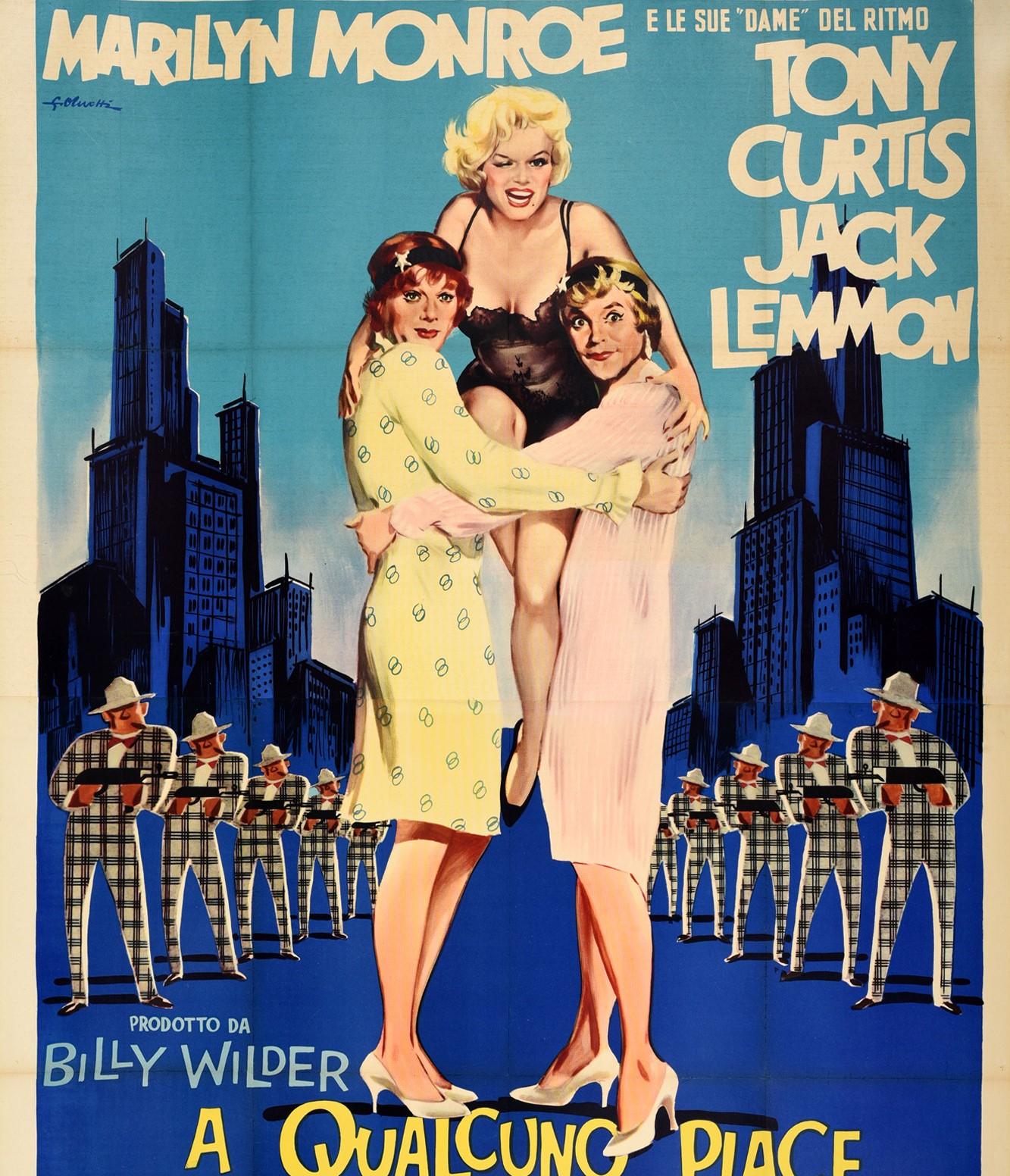 Grande affiche d'origine du film vintage pour « Certains l'aiment chaud » avec Marilyn Monroe Bon état - En vente à London, GB
