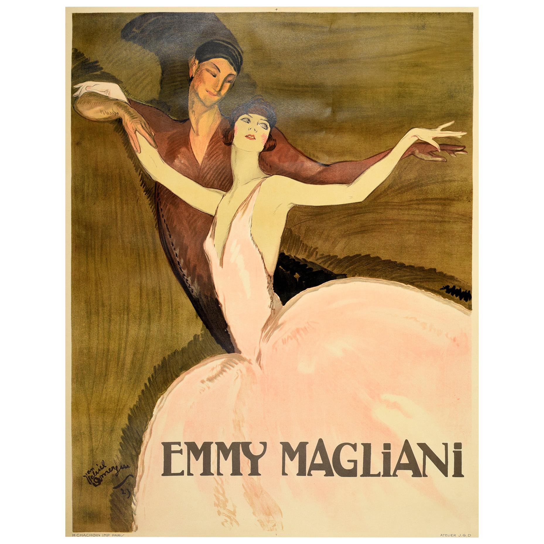 Large Original Vintage Poster Emmy Magliani Ballet Dance Design Ballerina Art