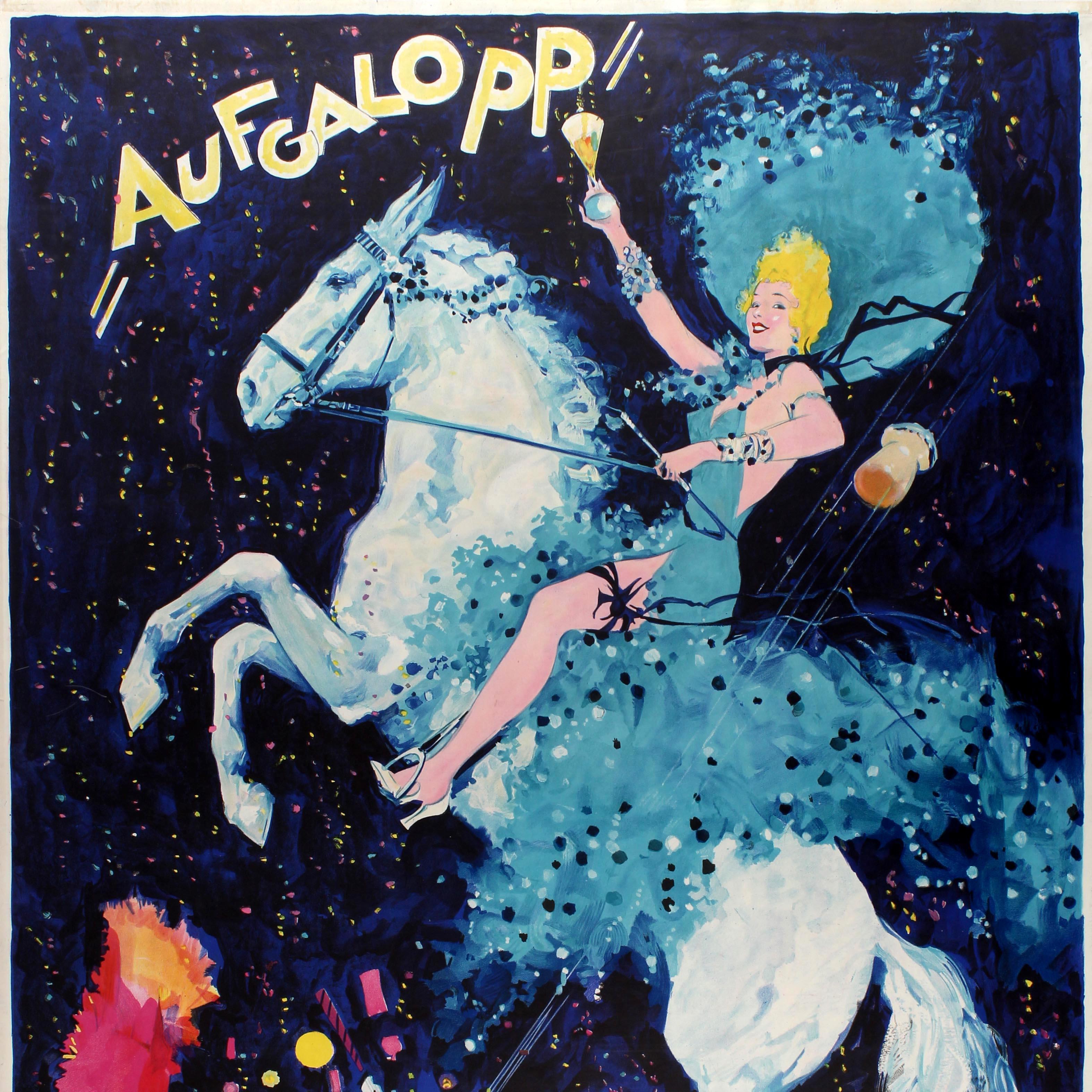 German Large Original Vintage Poster for the Aufgalopp Faschingsfest Carnival in Munich For Sale