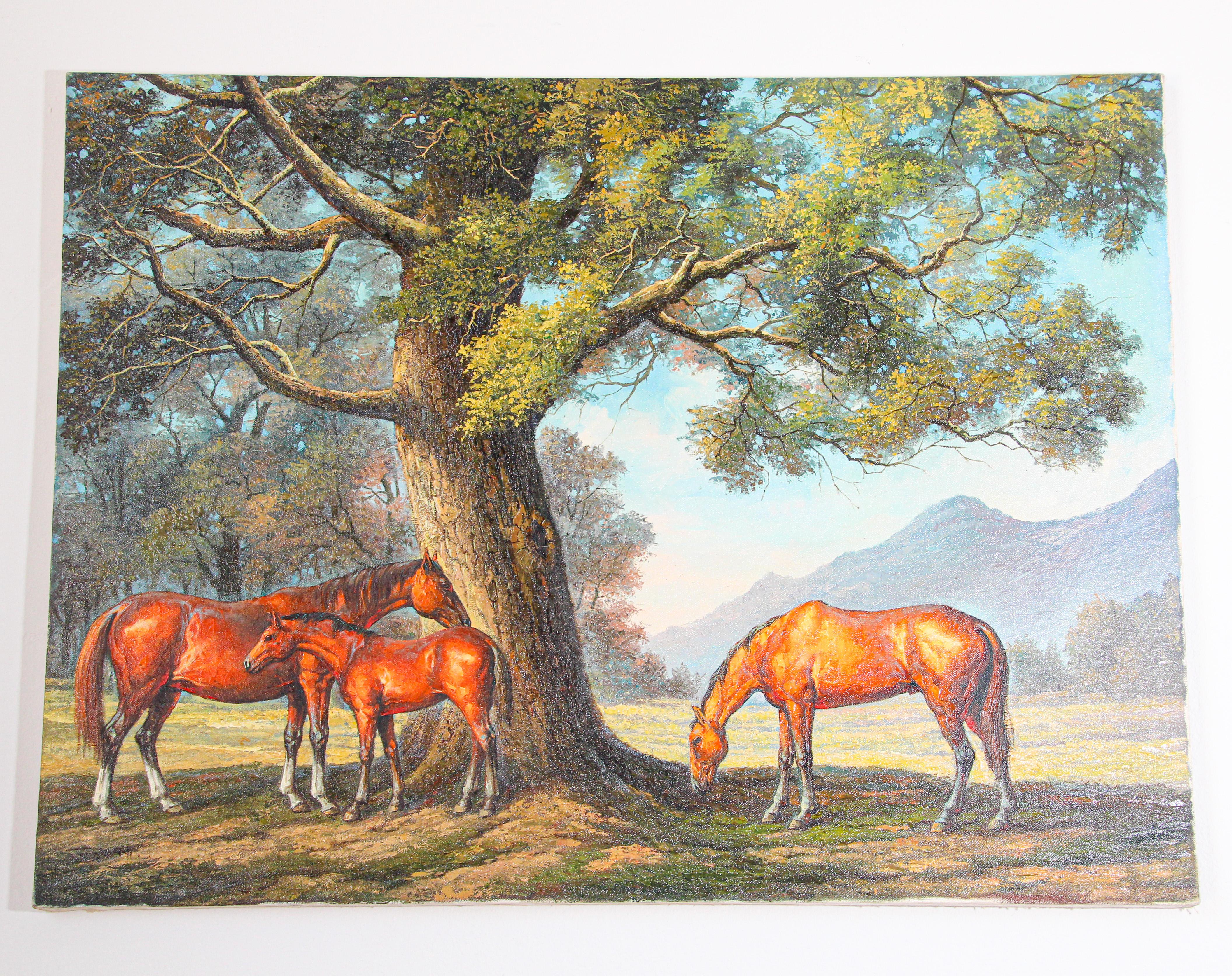 Large Original Wild Mustangs Horses Oil Painting 7