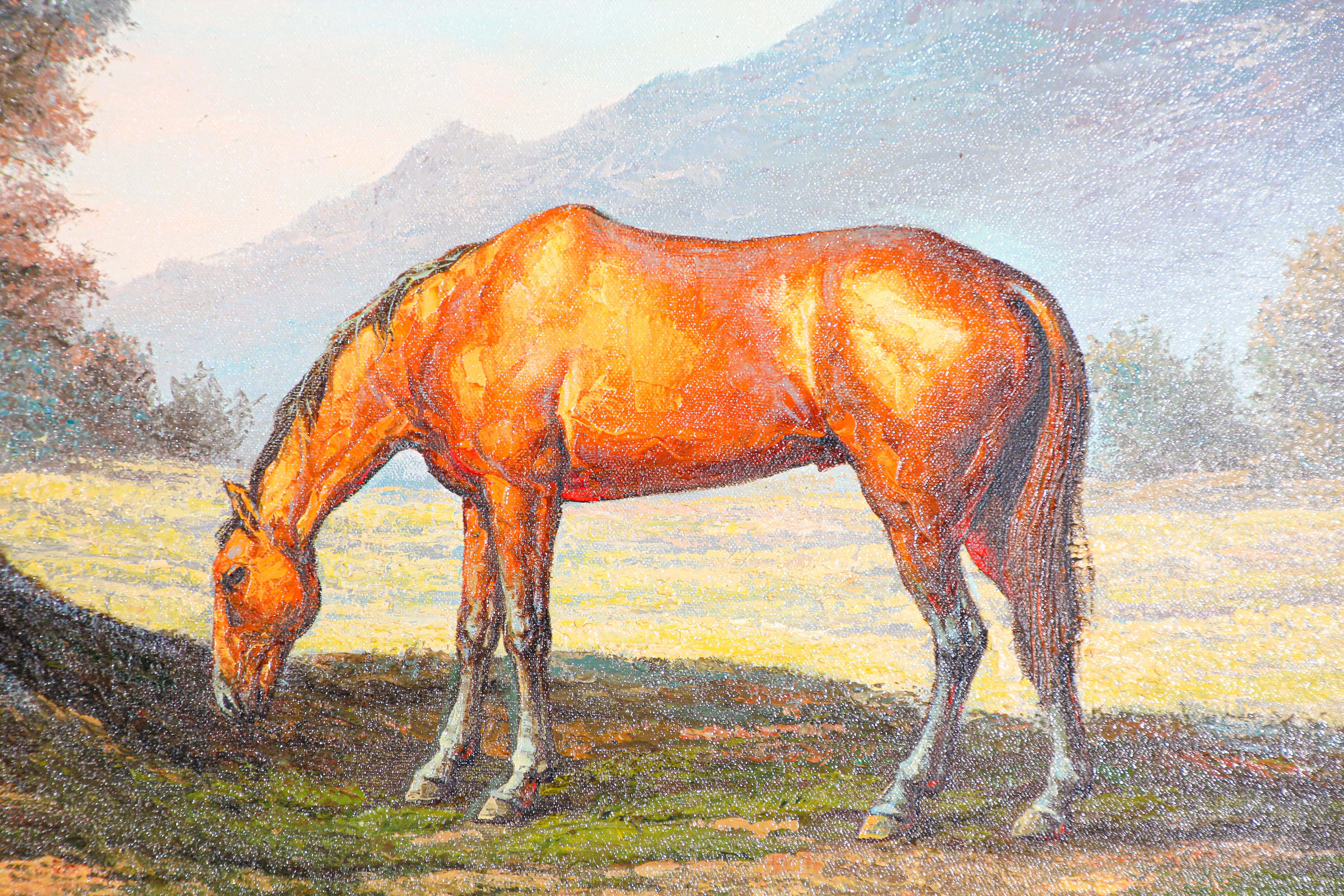 American Large Original Wild Mustangs Horses Oil Painting
