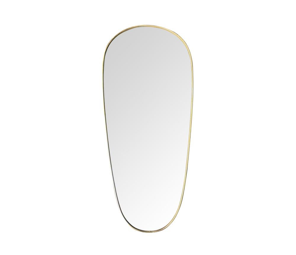 Large Orignal 1960s Italian Shield Mirror with Lovely Oval Shaped Brass Frame 1