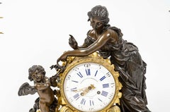 Grand ensemble de cheminée en bronze doré et patiné, période Napoléon III, XIXe siècle.