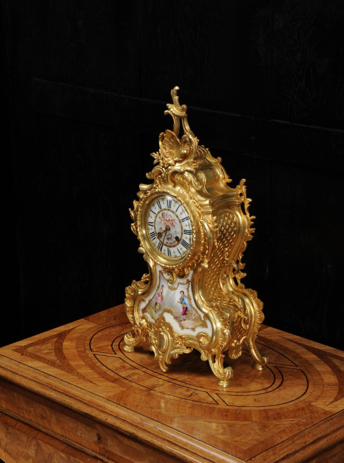 Large Ormolu and Sevres Porcelain Antique French Rococo Clock 6