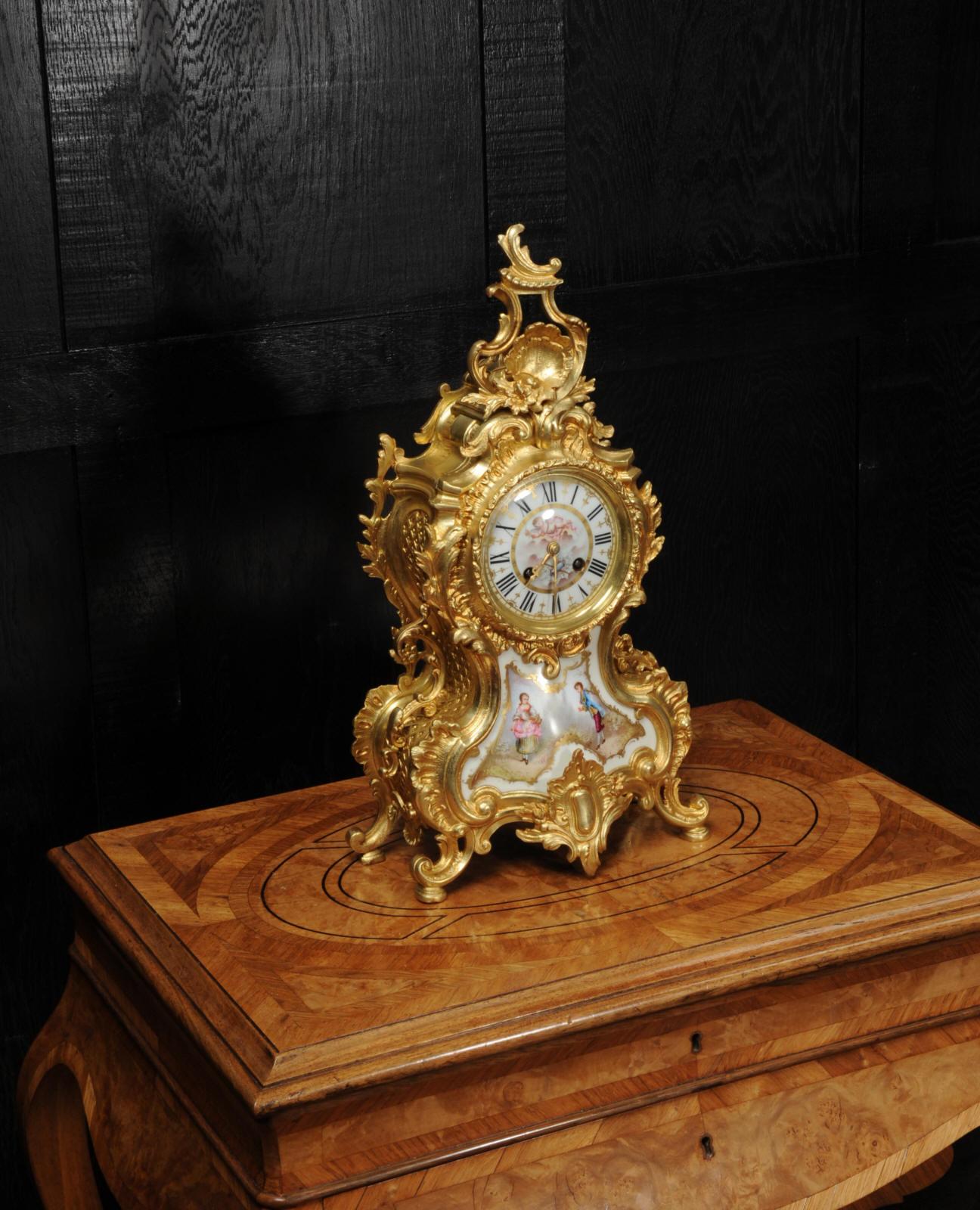 Large Ormolu and Sevres Porcelain Antique French Rococo Clock 7