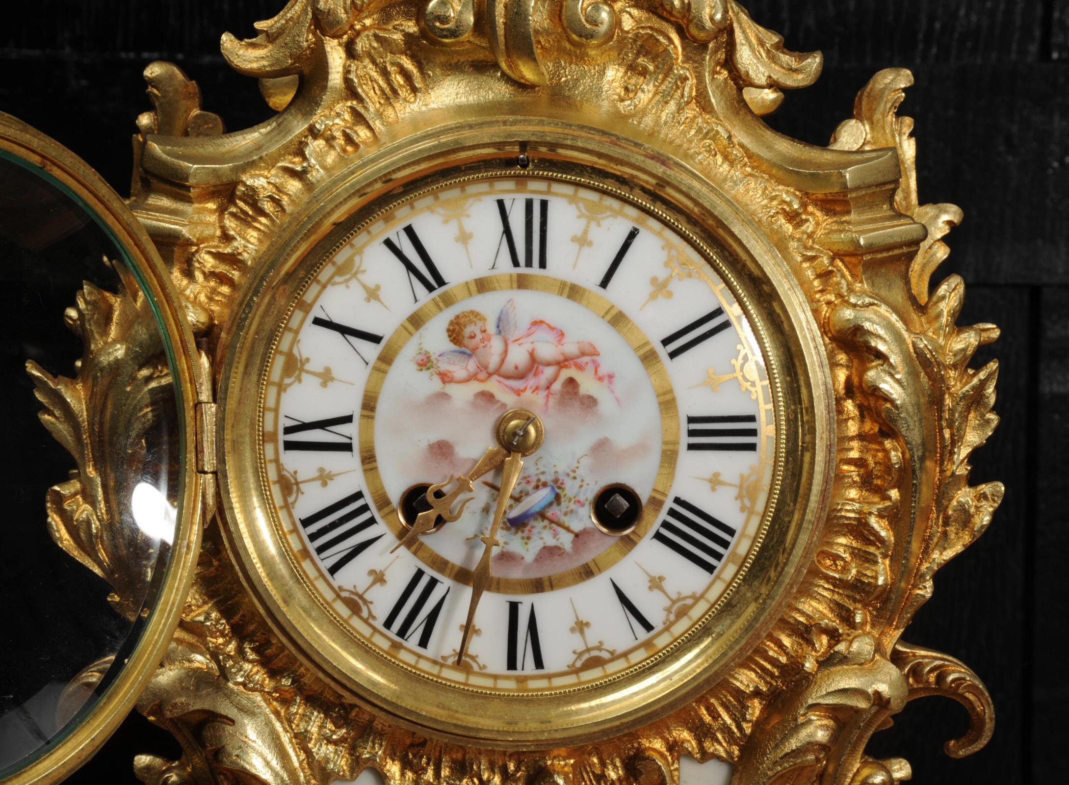 Large Ormolu and Sevres Porcelain Antique French Rococo Clock 10